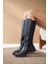 Kadın Olivya Siyah Dalgıç Mat Deri Çizme - Suni Deri Dolgu Topuklu Rahat Kullanım 3