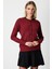 Fırfır Detaylı Triko Kazak Bordo 65368 1