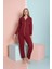 Ercan Gömlek Uzun Kol Pijama Takımı Koyu Bordo 1