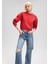 Mavi Logo Baskılı Kırmızı Crop Sweatshirt 1611601-70936 6