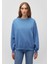 Kadın Bisiklet Yaka Mavi Basic Sweatshirt 1610198-70885 6