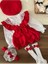 Kız Çocuk Bebek Askılı Kırmızı Şort Gömlek Şapka Bandana Çorap Takım 1