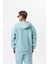 Erkek Respire Yazı Detaylı Kapüşonlu Basic Zip Oversize Hoodie Bebe Mavi 3