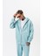 Erkek Respire Yazı Detaylı Kapüşonlu Basic Zip Oversize Hoodie Bebe Mavi 4