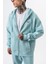 Erkek Respire Yazı Detaylı Kapüşonlu Basic Zip Oversize Hoodie Bebe Mavi 5
