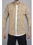 Slim Fit Erkek Kot Gömlek Bej 2
