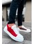 Thorn Kalın Taban Bağcıklı Erkek Sneaker Beyaz Kırmızı 1