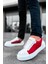 Thorn Kalın Taban Bağcıklı Erkek Sneaker Beyaz Kırmızı 2
