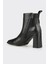 Siyah Deri Kadın Yüksek Topuk Bot 3
