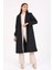 Kadın Siyah Astarlı Kemerli Trençkot 10