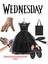Wednesday Kostüm Elbise + El +Kemer+Çanta+Tül Eldiven+Wednesday Babet Doğum Günü Parti Seti 1