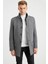 Erkek Gri Çift Yakalı Yün Karışımlı Kaşe Kaban 1
