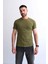 Erkek Bisiklet Yaka Düz Baskısız %100 Pamuk Haki Basic Tişört 1