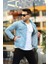 Erkek Trend Polo Yaka Slim Fit Denim Jeans Buz Mavi Kot Ceket 4
