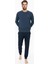 Erkek Uzun Kollu Bisiklet Yaka Lastikli Paça Indigo Pijama Takımı C5T9N981 1