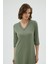 Kadın Haki Dantel Detaylı V Yaka Kısa Kollu Gecelik C3T1N171 3
