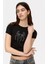 -Kadın Kristal Taş Baskılı Spider Crop T-Shirt Siyah 2