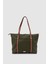 Velie Paraşüt Kumaş Şeritli Shopper Çanta Haki-Taba 1