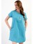 Kadın Büyük Beden Kısa Kol Turkuaz Tunik C3T6N0O014 1