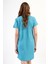 Kadın Büyük Beden Kısa Kol Turkuaz Tunik C3T6N0O014 4
