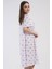 Kadın Büyük Beden Kısa Kol Pembe Gecelik %100 Pamuk C5T8N7O161 3
