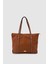 Velie Paraşüt Kumaş Şeritli Shopper Çanta Taba 1