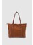 Velie Paraşüt Kumaş Şeritli Shopper Çanta Taba 2