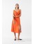 Riemelt Degaje Yaka Askılı Şırt Çarpraz Bağcıklı Midi Abiye Elbise Oranj 2