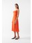 Riemelt Degaje Yaka Askılı Şırt Çarpraz Bağcıklı Midi Abiye Elbise Oranj 3
