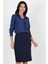 Mandy Klasik Yırtmaçlı Etek Lacivert 1