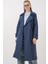5938 Kruvaze Yaka Trençkot - Lacivert 1