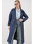 5938 Kruvaze Yaka Trençkot - Lacivert 3