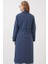 5938 Kruvaze Yaka Trençkot - Lacivert 6