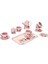 Çiçek Desenli Metal Çay Seti 12 Parça - Pembe 2