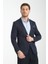 Takiro Erkek Lacivert Esneyen Kumaş Slim Fit Mono Yaka Spor Blazer Ceket 5
