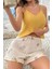 Yazlık Pijama Takımı Sarı Renkli Askılı Üst ve Baskılı Şort ile Rahatlık 1