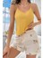 Yazlık Pijama Takımı Sarı Renkli Askılı Üst ve Baskılı Şort ile Rahatlık 3