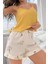 Yazlık Pijama Takımı Sarı Renkli Askılı Üst ve Baskılı Şort ile Rahatlık 6