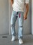 Denım Man Erkek Mavi Yırtık Detaylı Baggy Jeans Pantolon 1