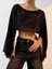 Kadın Yarasa Kollu Dökümlü Geniş Tarz Crop Tül Bluz 5