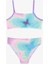 Kız Çocuk Halter Yaka Bikini Takımı Çok Renkli Kelebek Motifli Eğlenceli Tasarım 4
