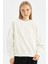 Coool Oversize Geniş Kalıp Bisiklet Yaka Kalın Basic Düz Sweatshirt A4177AX23WN 1