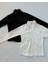 Basic Slim Fit Fermuarlı Bluz Düz Desenli Uzun Kol Beyaz Renk Kumaş 6