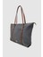 Velie Paraşüt Kumaş Şeritli Shopper Çanta Gri-Taba 3