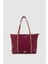 Velie Paraşüt Kumaş Şeritli Shopper Çanta Bordo-Taba 1
