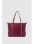 Velie Paraşüt Kumaş Şeritli Shopper Çanta Bordo-Taba 2