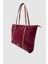Velie Paraşüt Kumaş Şeritli Shopper Çanta Bordo-Taba 3