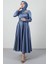 Omzu Taşlı Saten Abiye Indigo 3
