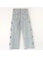 Leopar Kumaş Garnili Destroyed Bol Paça Kız Çocuk Jean Pantolon Buz Mavi Renk Kız Wide Leg Kot Pantolon 001-0002066 2