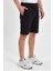 Regular Fit Yanları Cepli Kalın Kumaş Rahat Kesim Erkek Siyah Şort 3